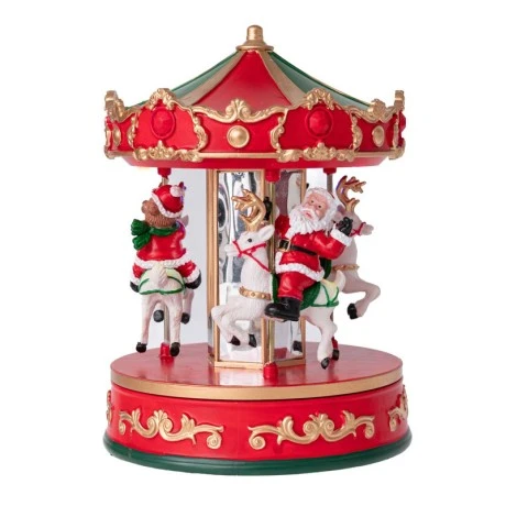 CHRISTMAS RESIN CAROUSEL WITH LED LIGHTS 13X13X17CM BATTERY OPPERATED
