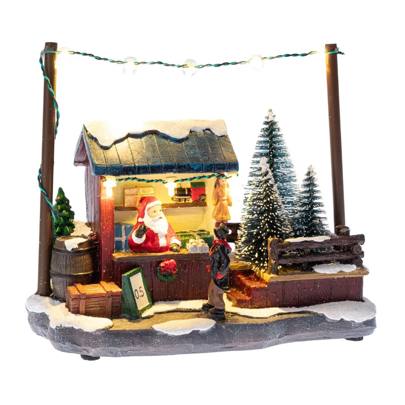 CHRISTMAS RESIN TREE SHOP WITH LED LIGHTS 18X7Χ14CM BATTERY OPPERATED