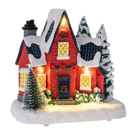 CHRISTMAS RESIN LED HOUSE 16X10Χ15,5CM BATTERY OPPERATED