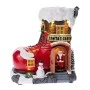 CHRISTMAS RESIN LIGHTED HOUSE BOOT WITH ADAPTOR MOVEMENT AND MUSIC 23X15X25CM