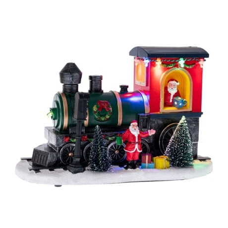CHRISTMAS RESIN TRAIN WITH LED LIGHTS 22X9Χ13CM BATTERY OPPERATED