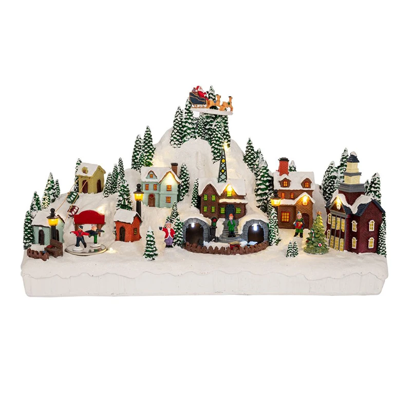 XMAS LIGHTED VILLAGE SCENE WITH ANIMATED TRAIN INCLUDING ADAPTOR 43X16X24CM