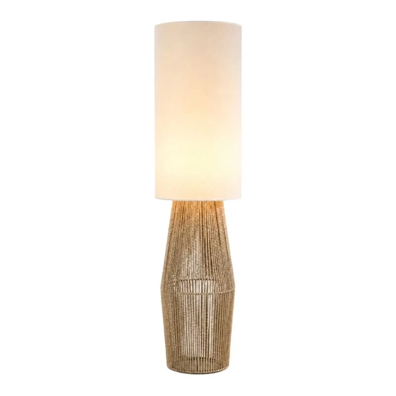 NATURAL PAPER ROPE FLOOR LAMP WITH WHITE SHADE D28X130CM