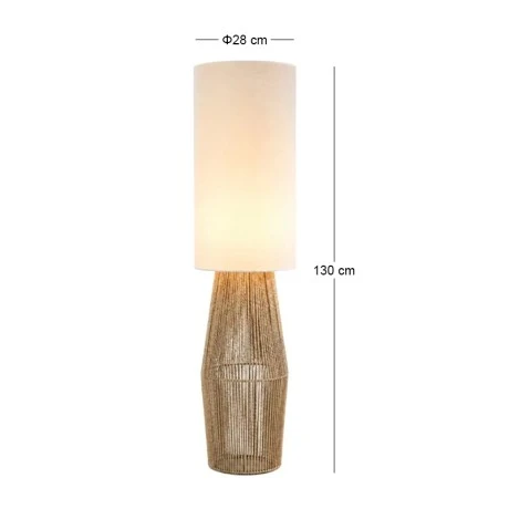NATURAL PAPER ROPE FLOOR LAMP WITH WHITE SHADE D28X130CM