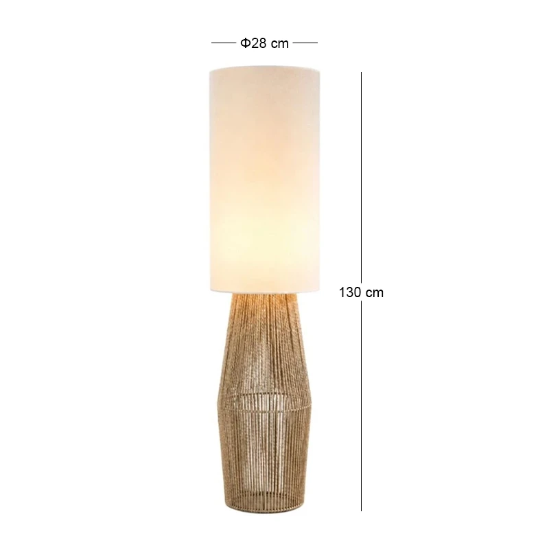 NATURAL PAPER ROPE FLOOR LAMP WITH WHITE SHADE D28X130CM