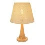 NATURAL WOODEN LAMP WITH WICKER CRΘME HAT 38CM