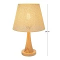 NATURAL WOODEN LAMP WITH WICKER CRΘME HAT 38CM
