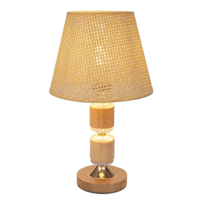 NATURAL WOODEN LAMP WITH WICKER CRΘME HAT AND EXTRA LIGHTING AT THE BASE 40CM