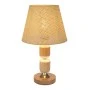 NATURAL WOODEN LAMP WITH WICKER CRΘME HAT AND EXTRA LIGHTING AT THE BASE 40CM