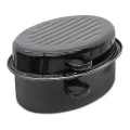 Oval enameled hull in black color 38cm.