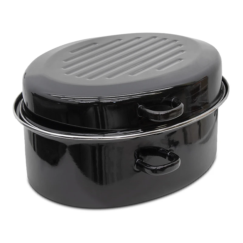 Oval enameled hull in black color 42cm.