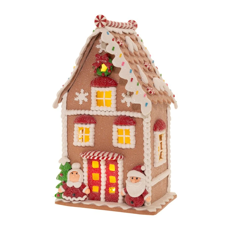 GINGERBREAD HOUSE  WITH LED LIGHT 16X13X29CM