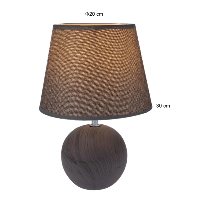 GEY CERAMIC LAMP WITH MARBLE AND GREY HAT D20X30CM