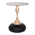 GREY METAL TABLE WITH GOLD BASE AND GREY CERAMIC SURFACE ( MARBLE EFFECT) D40X50CM