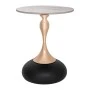 GREY METAL TABLE WITH GOLD BASE AND GREY CERAMIC SURFACE ( MARBLE EFFECT) D40X50CM