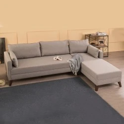 Bella Megapap fabric right corner sofa in cream color 275x165x85cm. Bella Megapap fabric right corner sofa in cream color 275x165x85cm.