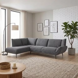 EMERALD Left Facing Corner Sofa Anthracite Corduroy Fabric EMERALD Left Facing Corner Sofa Anthracite Corduroy Fabric