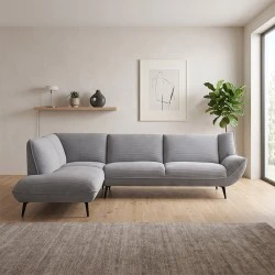EMERALD Left Facing Corner Sofa Grey Corduroy Fabric EMERALD Left Facing Corner Sofa Grey Corduroy Fabric