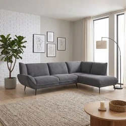 EMERALD Right Facing Corner Sofa Anthracite Corduroy Fabric EMERALD Right Facing Corner Sofa Anthracite Corduroy Fabric