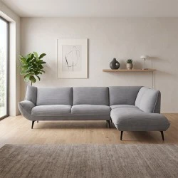 EMERALD Right Facing Corner Sofa Grey Corduroy Fabric EMERALD Right Facing Corner Sofa Grey Corduroy Fabric