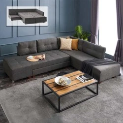 Manama Megapap fabric right corner sofa in anthracite color 280x206x85cm. Manama Megapap fabric right corner sofa in anthracite color 280x206x85cm.