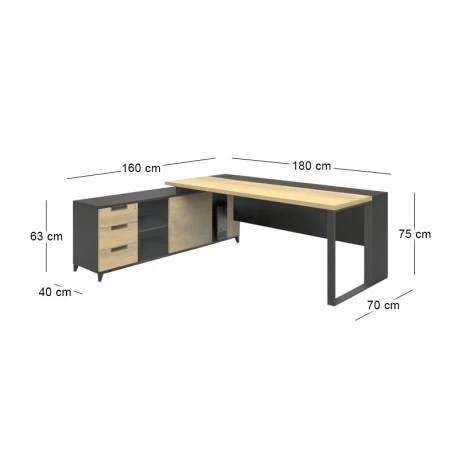 PROJECT Desk 180x160cm Sonoma/Grey