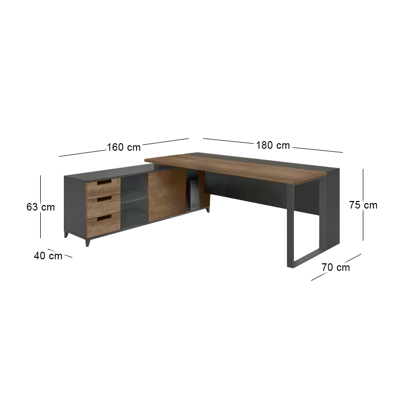 PROLINE Desk 180x160cm Wild Oak/Black