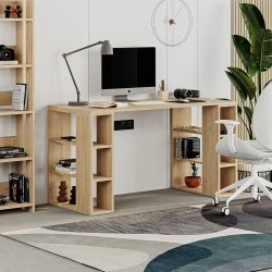 Γραφείο εργασίας Colmar Megapap χρώμα sapphire oak 140x60x75εκ
