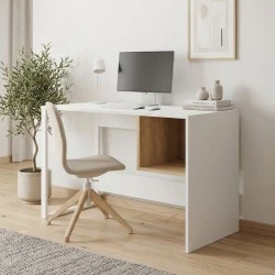 Γραφείο εργασίας Cubo Megapap χρώμα λευκό - sapphire oak 110x50x75εκ.