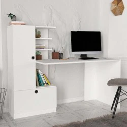 Domingo Megapap melamine desk in white color 149,5x60x120cm. Domingo Megapap melamine desk in white color 149,5x60x120cm.