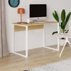 Inna Megapap melamine working desk in sapphire oak - white color 100x60x75cm. Inna Megapap melamine working desk in sapphire oak - white color 100x60x75cm.