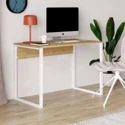 Inna Megapap melamine working desk in sapphire oak - white color 110x60x75cm.