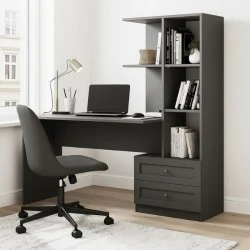 Mantra Megapap melamine office desk in anthracite color 155x60x152cm. Mantra Megapap melamine office desk in anthracite color 155x60x152cm.