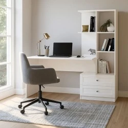 Mantra Megapap melamine office desk in white color 155x60x152cm. Mantra Megapap melamine office desk in white color 155x60x152cm.