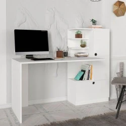 Γραφείο εργασίας Merino Megapap χρώμα λευκό 149,5x61,8x120εκ.