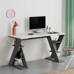 Papillon Megapap melamine working desk in anthracite - white color 137x60x75cm. Papillon Megapap melamine working desk in anthracite - white color 137x60x75cm.