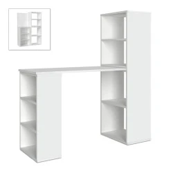 Last Megapap polymorphic work desk made of melamine in white color 119x44.7x123cm. Last Megapap polymorphic work desk made of melamine in white color 119x44.7x123cm.