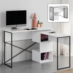 Polymorphic work desk Badau Megapap made of melamine color white 110x37.2x77cm. Polymorphic work desk Badau Megapap made of melamine color white 110x37.2x77cm.