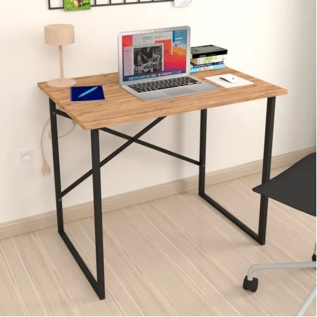 Γραφείο εργασίας Rilke Megapap χρώμα μαύρο - pine oak 90x60x75εκ.