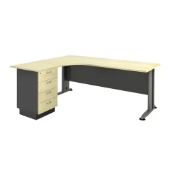 Superior Compact melamine left corner officein dark grey - beech color 180x70x75cm. Superior Compact melamine left corner officein dark grey - beech color 180x70x75cm.