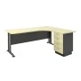 Superior Compact melamine right corner officein dark grey - beech color 180x70x75cm.
