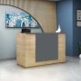 Gemini Megapap melamine reception desk in oak - anthracite color 180x70x110cm.