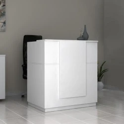 Gemini Megapap melamine reception desk in white color 100x70x110cm. Gemini Megapap melamine reception desk in white color 100x70x110cm.