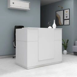 Γραφείο υποδοχής - reception Gemini Megapap χρώμα λευκό 150x70x110εκ.