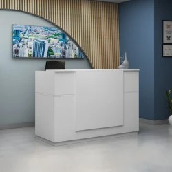 Gemini Megapap melamine reception desk in white color 180x70x110cm. Gemini Megapap melamine reception desk in white color 180x70x110cm.