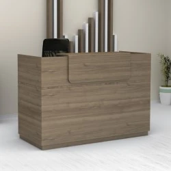 Lemmon Megapap melamine reception office in walnut color 160x70x110cm. Lemmon Megapap melamine reception office in walnut color 160x70x110cm.