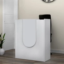 Mezzo Megapap melamine reception desk in white color 90x40x110cm. Mezzo Megapap melamine reception desk in white color 90x40x110cm.