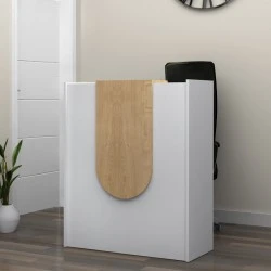 Mezzo Megapap melamine reception desk in white - oak color 90x40x110cm. Mezzo Megapap melamine reception desk in white - oak color 90x40x110cm.