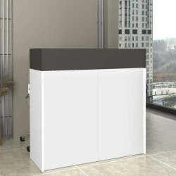 Wilko Megapap melamine welcome desk - reception with LED in white - anthracite color 113.6x42x110cm. Wilko Megapap melamine welcome desk - reception with LED in white - anthracite color 113.6x42x110cm.