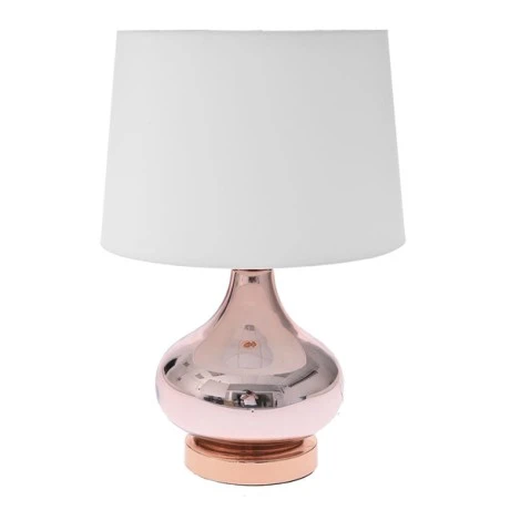 GLASS ROSE-GOLD TABLE LAMP W FABRIC SHADE D28.5x42CM